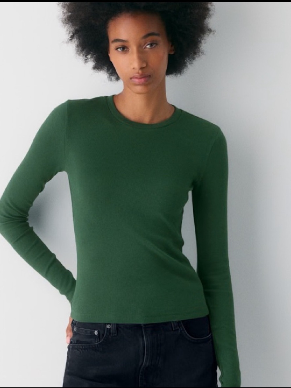 Aritzia Soft Long Sleeve Tee in Dark Green- Size XL